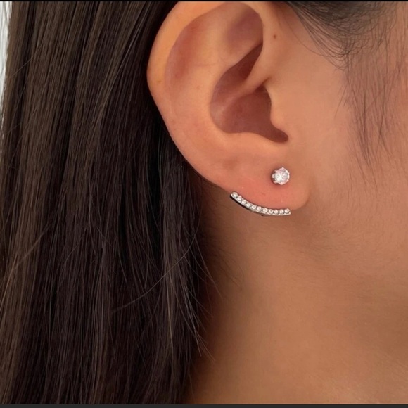 ❤️Silver Diamond Ear Jacket Earrings - Picture 5 of 5